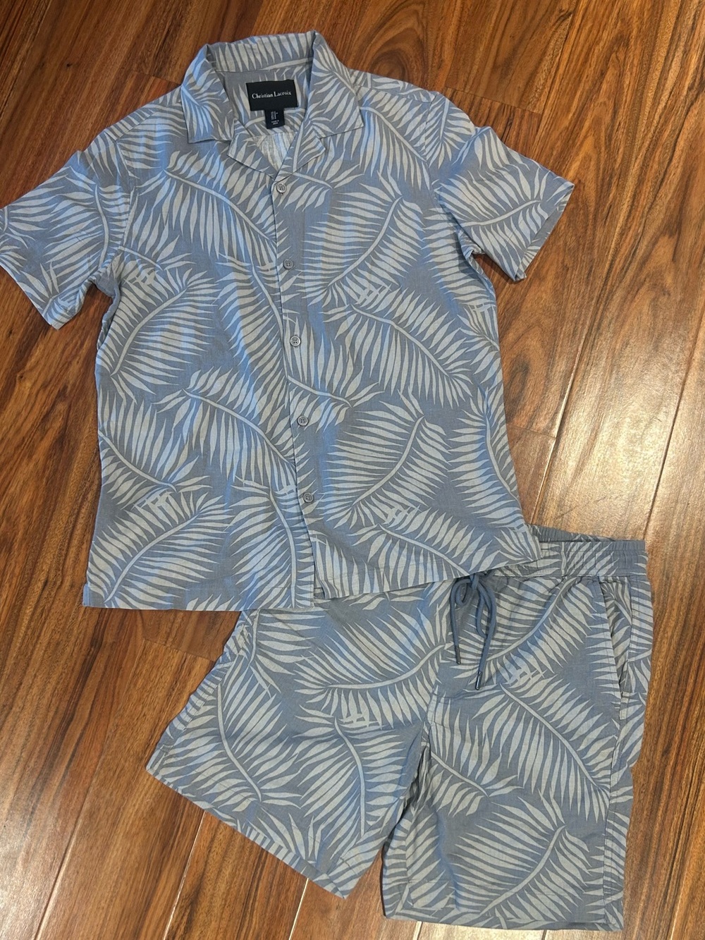 Christian Lacroix blue fern linen blend matching set men’s small